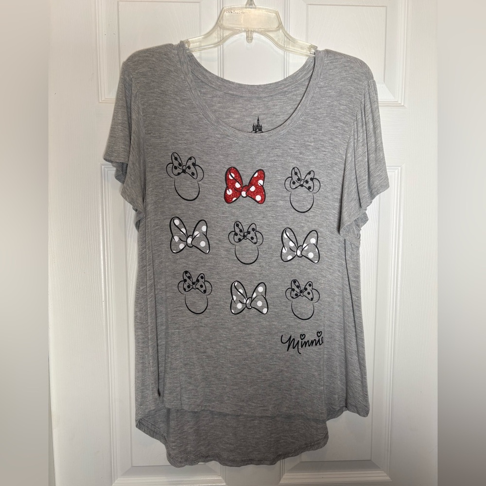 Disney Parks Gray Minnie Mouse Graphic T-Shirt Size Large